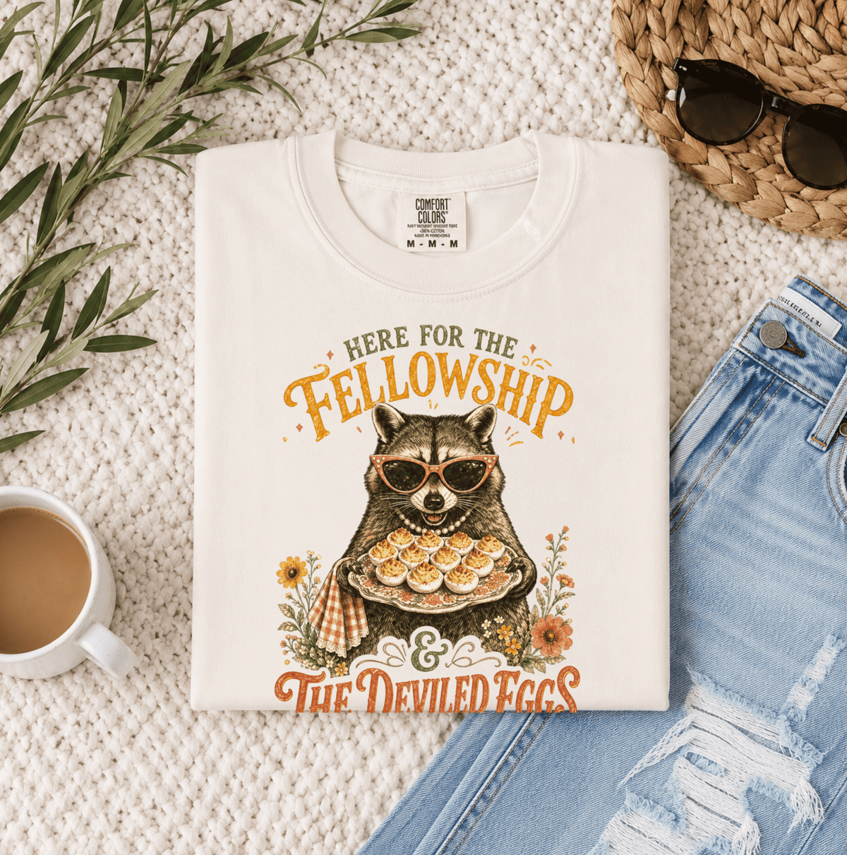 Here for the Fellowship & Deviled Eggs Comfort Colors® Tee